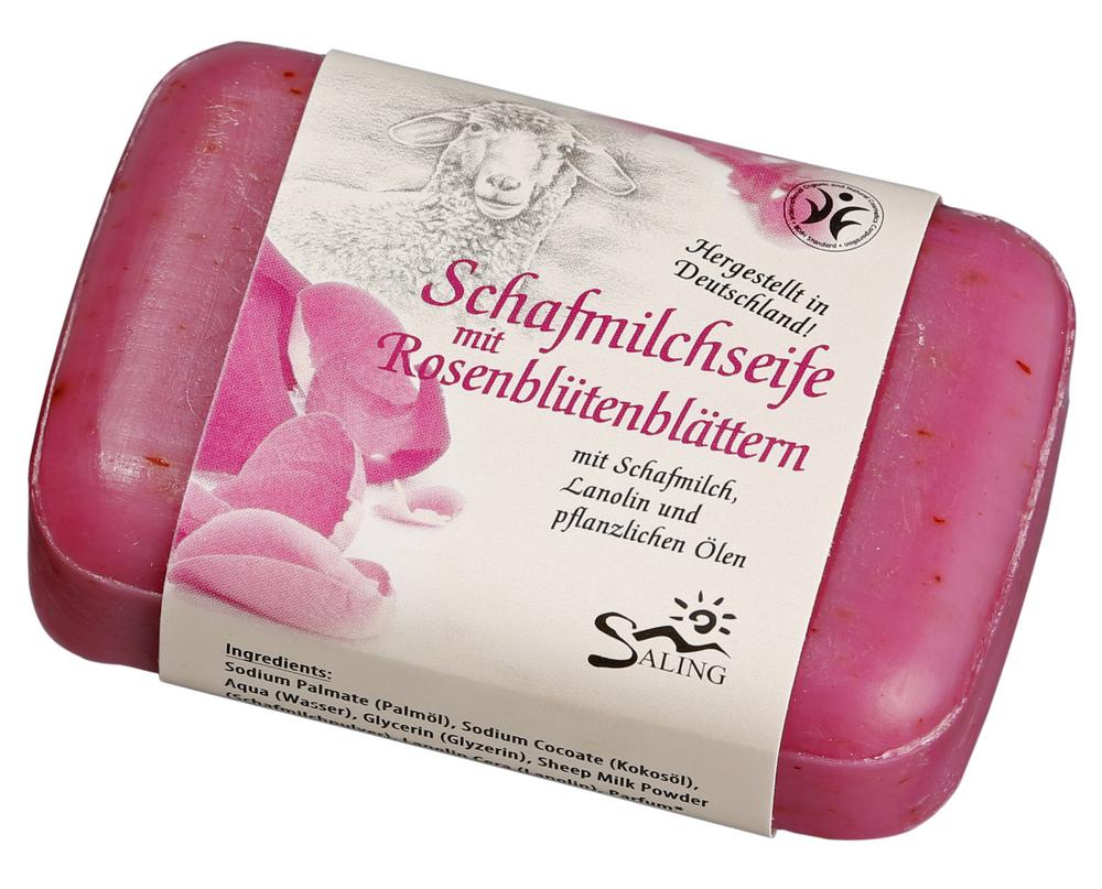 Schafmilchseife mit Rosenblütenblättern Rose pink 100 g