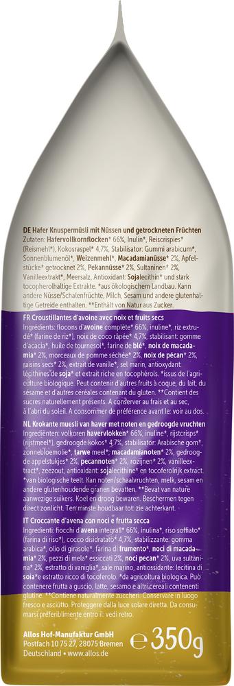 Ungesüßtes Crunchy Frucht Edelnuss 350 g