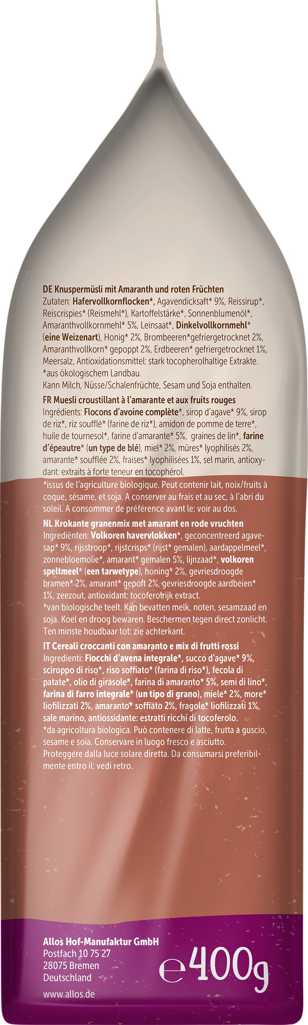 Amaranth Crunchy Beerenfrucht 400 g