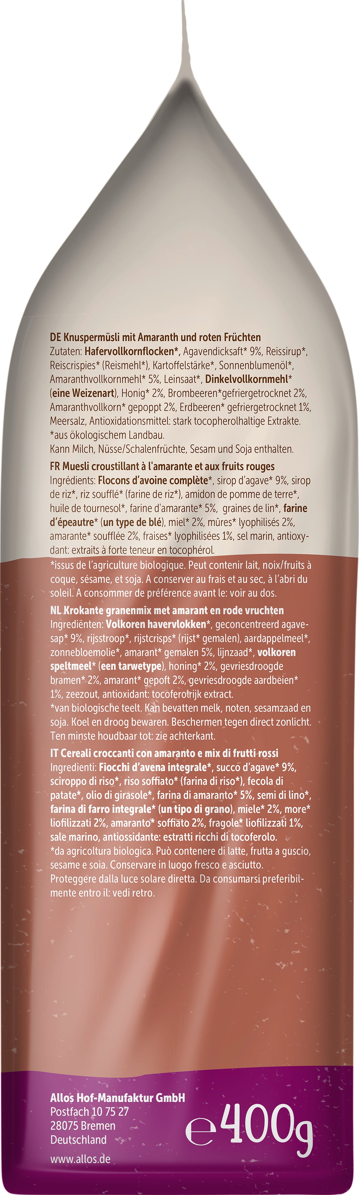 Amaranth Crunchy Beerenfrucht 400 g