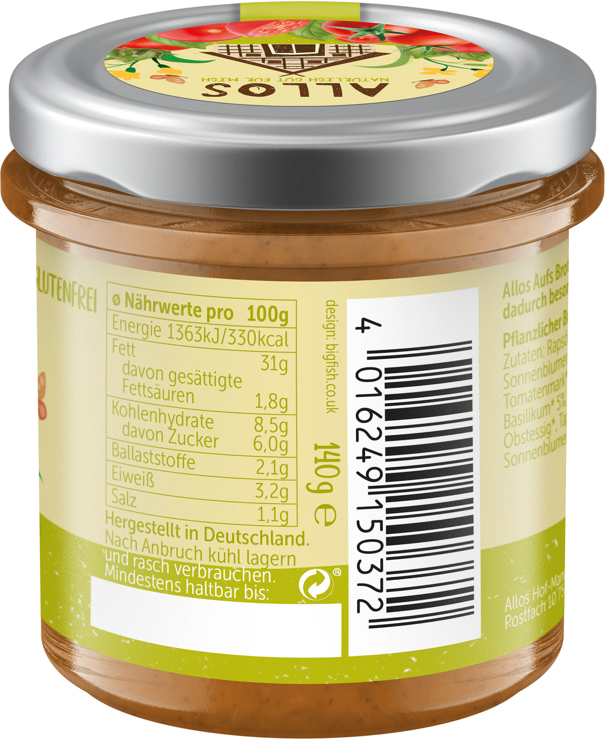 aufs Brot Kirschtomate & Basilikum 140 g