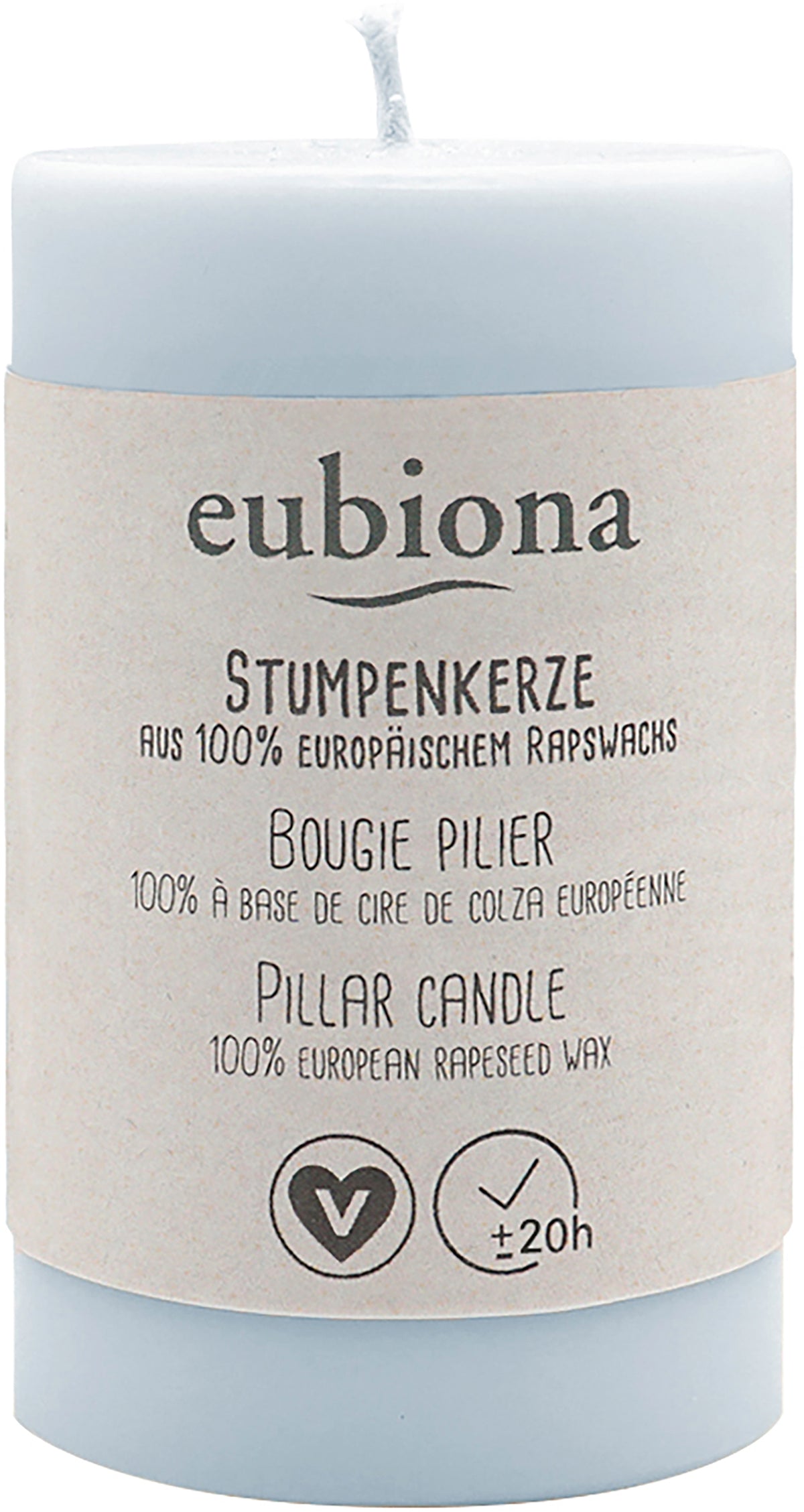 Stumpenkerze Rapswachs 50x80  hellblau/bleu clair/ 1 Stk